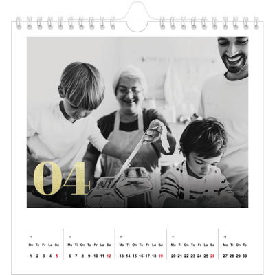 Månedskalender kvadratisk — Glitter tall [April]