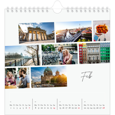 Månedskalender kvadratisk — Byferie (hvit) [Februar]
