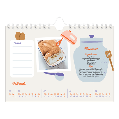 Fotokalender A5 — Året i oppskrifter [Februar]