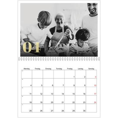 Fotokalender A4 dobbel (30 x 40 cm) — Glitter tall [April]