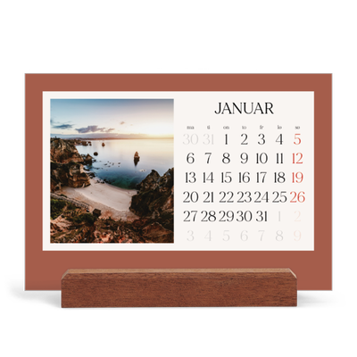 Bordkalender med trestativ - Liggende  — Klassiske farger [Januar]