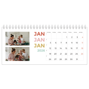 Bordkalender med foto — Fargerike fonter