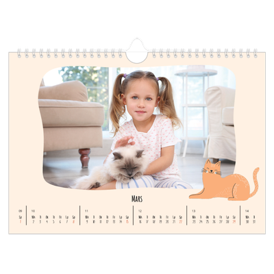 Fotokalender A4 — Kattepoter og kruseduller [Mars]