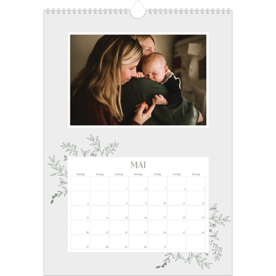 A3 Månedskalender — Håndtegnet blomster [kalender-forside]