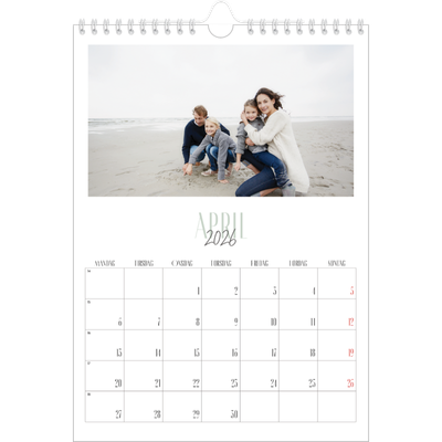Fotokalender A4 (20 x 30 cm) — Flere fonter [April]