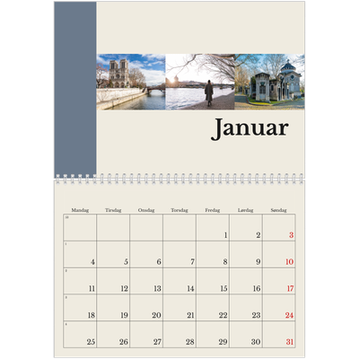 Fotokalender A4 dobbel (30 x 40 cm) — Verdens severdigheter [Januar]