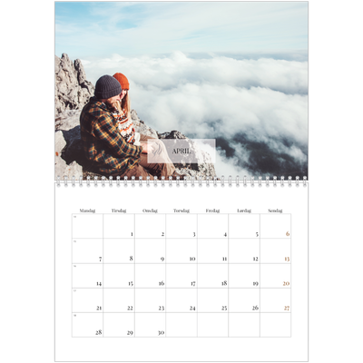 Fotokalender A4 dobbel (30 x 40 cm) — Klassisk kalender [April]