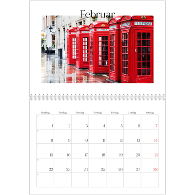 Fotokalender A4 dobbel (30 x 40 cm) — Min reiseskildring [Februar]