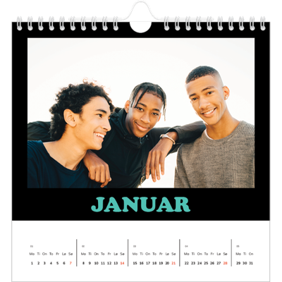 Månedskalender kvadratisk — Morsom typografi [Januar]
