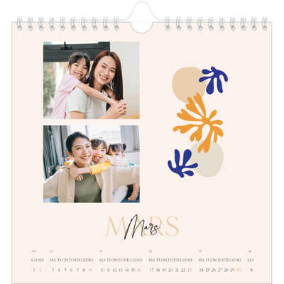 Månedskalender kvadratisk — Minimalistisk korall [Mars]