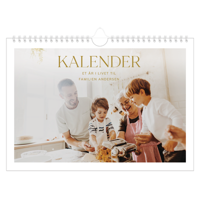 Fotokalender A4 — Gull stor skrift [kalender-forside]