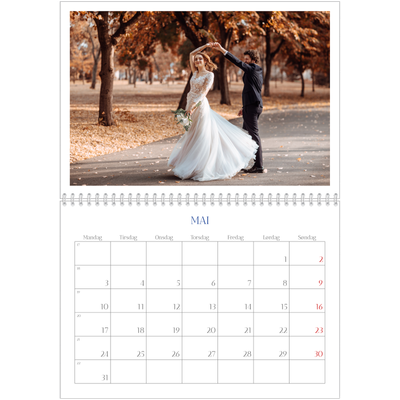 Fotokalender A4 dobbel (30 x 40 cm) — Klassisk kobolt [Mai]