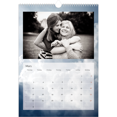 A3 Månedskalender — Skyer [Mars]