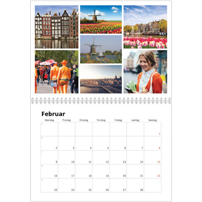 Fotokalender A4 dobbel (30 x 40 cm) — Bilderutenett [Februar]