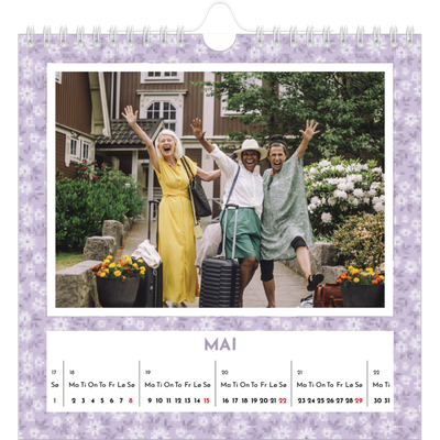 Månedskalender kvadratisk — Blomstermønster [kalender-forside]