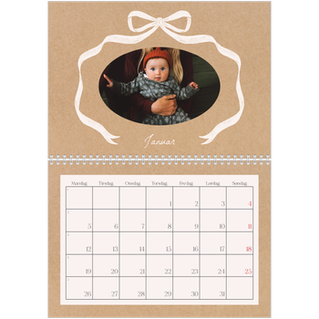 Fotokalender A4 dobbel — Ramme med sløyfe