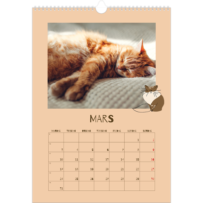 A3 Månedskalender — Leken kattunge [Mars]