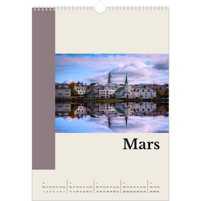 A3 Månedskalender — Verdens severdigheter [Mars]