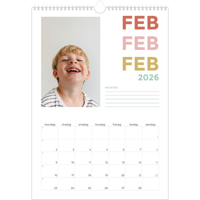 A3 Månedskalender — Fargerike fonter [Februar]