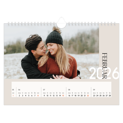 Fotokalender A4 — Overlappende tekst [Februar]