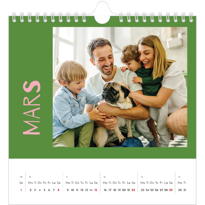 Månedskalender kvadratisk — Fargerik kalender [Mars]