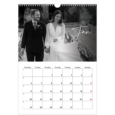 A3 Månedskalender — Elegant skrift [Januar]