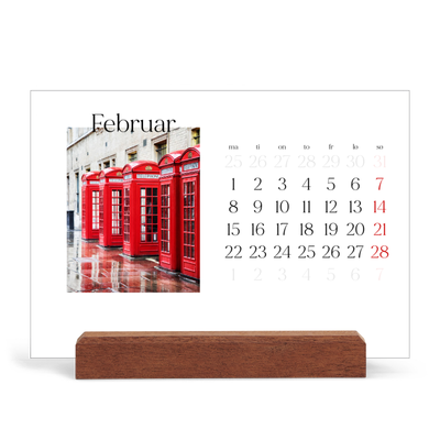 Bordkalender med trestativ - Liggende  — Min reiseskildring [Februar]