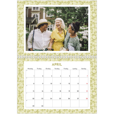 Fotokalender A4 dobbel (30 x 40 cm) — Blomstermønster [April]