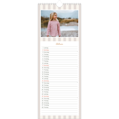 Fotokalender smal  — Skrift og striper [Februar]