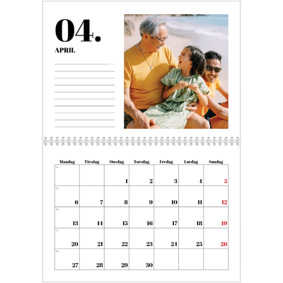 Fotokalender A4 dobbel (30 x 40 cm) — Serif og øyeblikk [April]