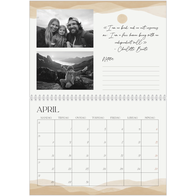 Fotokalender A4 dobbel (30 x 40 cm) — Velvære-sitater [April]