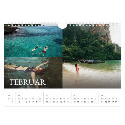 Fotokalender A4 — Enkel serif-font [Februar]