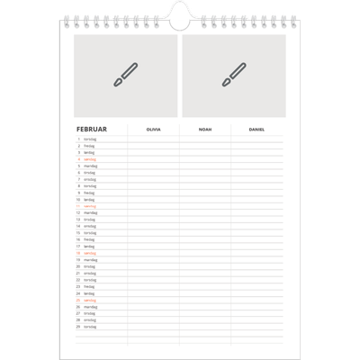 A4 Familieplanleggere — Design selv - Familie på 3 [Februar]