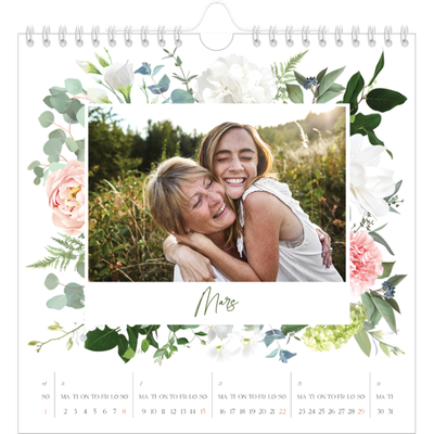 Månedskalender kvadratisk — Klassiske blomster [Mars]
