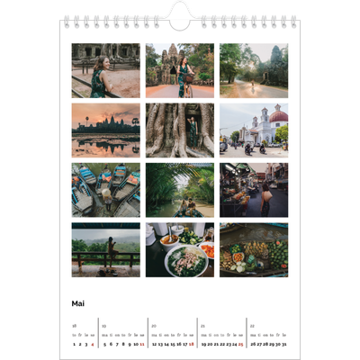 Fotokalender A4 (20 x 30 cm) — Enkelt bilderutenett [Mai]