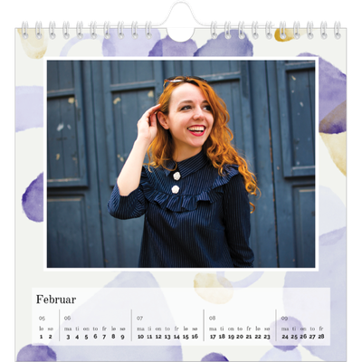 Månedskalender kvadratisk — Akvarellformer [Februar]
