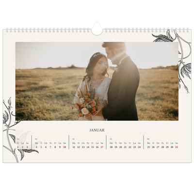 Fotokalender A3 — Blekk & blomst [Januar]