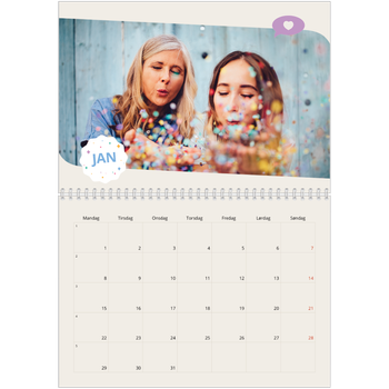 Fotokalender A4 dobbel — Ikonisk bursdag