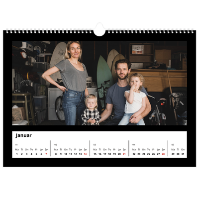 Fotokalender A3 — Svart ramme [Januar]