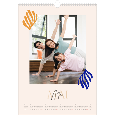 A3 Månedskalender — Minimalistisk korall [Mai]