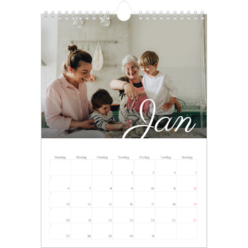 Fotokalender A4 — Håndskrevne måneder