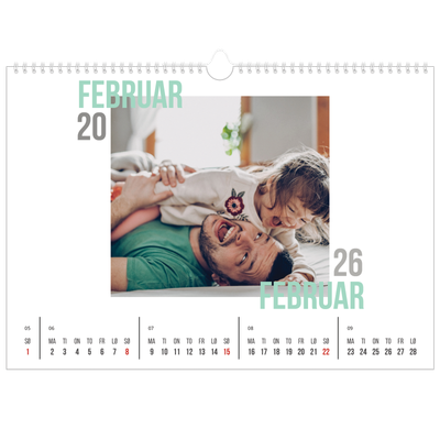 Fotokalender A3 — Dublett tekst [Februar]