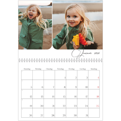 Fotokalender A4 dobbel (30 x 40 cm) — Øyeblikksbilder og skrift [Januar]