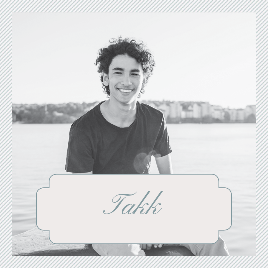 Takkekort — Tynne blå striper