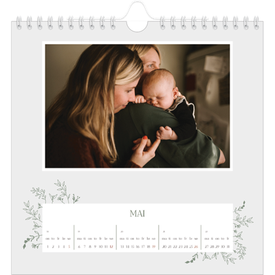 Månedskalender kvadratisk — Håndtegnet blomster [kalender-forside]