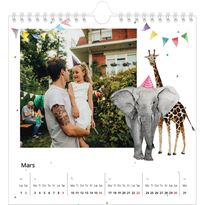 Månedskalender kvadratisk — Vannfarger dyr [Mars]