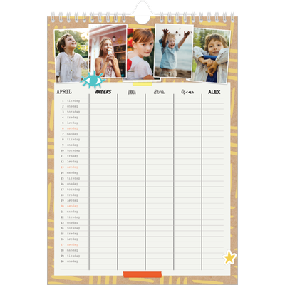 A4 Familieplanleggere — Rustikk planlegger - Familie på 5 [April]