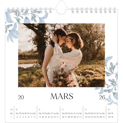 Månedskalender kvadratisk — Elegant blomstret [Mars]