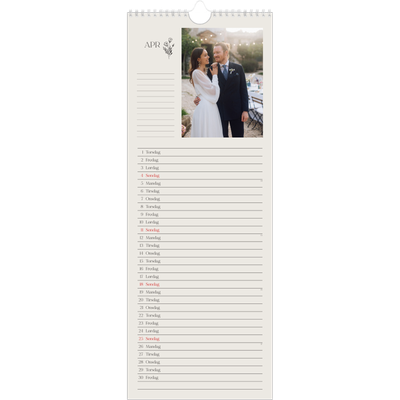 Fotokalender smal  — Initialer i blomst [April]