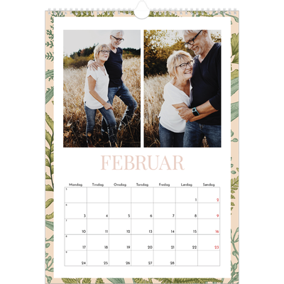 A3 Månedskalender — Blomstrende bakgrunner [Februar]
